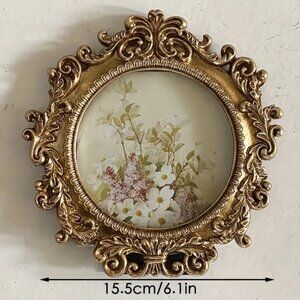 Vintage-Inspired Metal Embossed Elegant Round Photo Frame